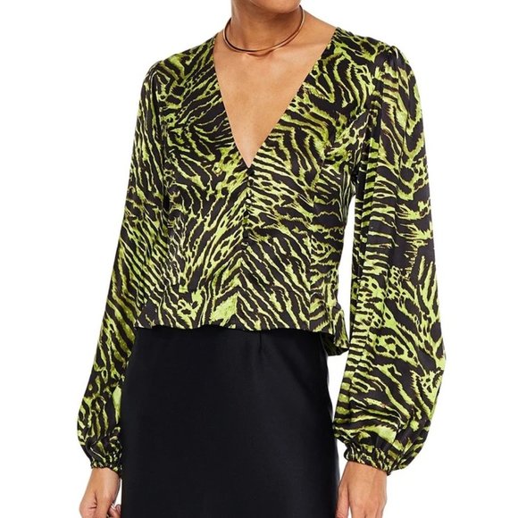 Ganni Tops - Tiger-print Silk Blouse from GANNI